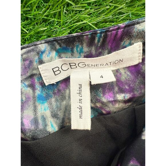 BCBGeneration Womens Maxi Skirt Sz 4 Purple Abstract Print Lined Long Boho Flowy - Picture 2 of 9